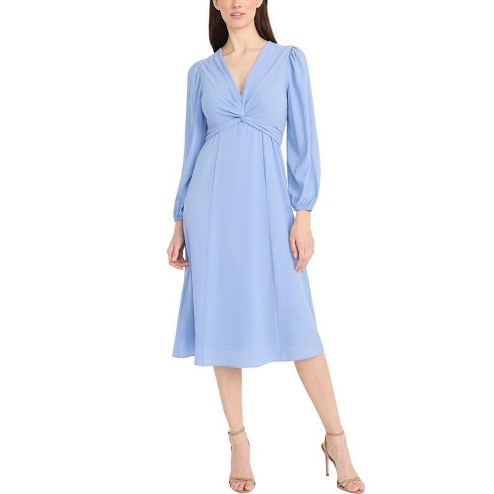 Maggy London Womens  V Neck Midi Dress